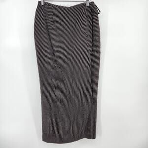 Talbots Women's Size 8 Pure Silk Wrap Skirt Black White Stripes Career Wear
